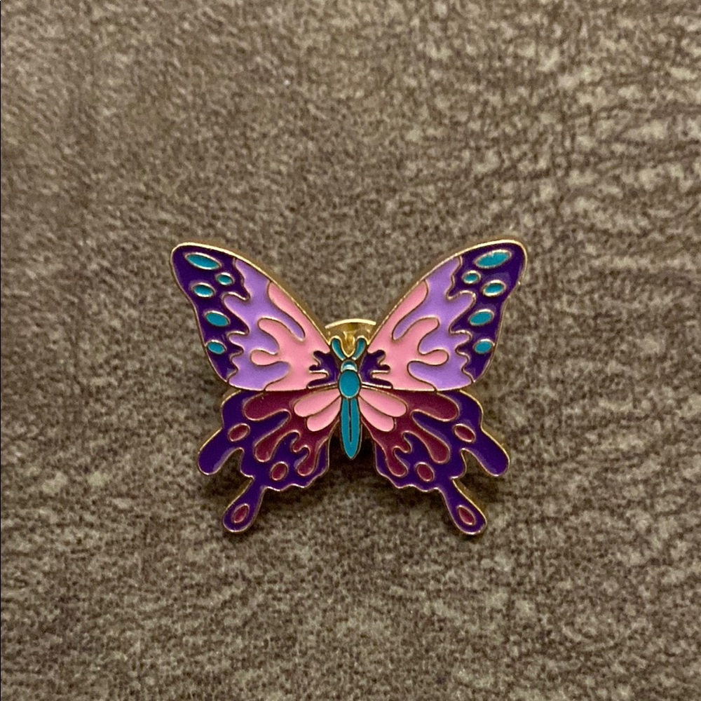 Purple and Pink Butterfly Brooch, New without tags